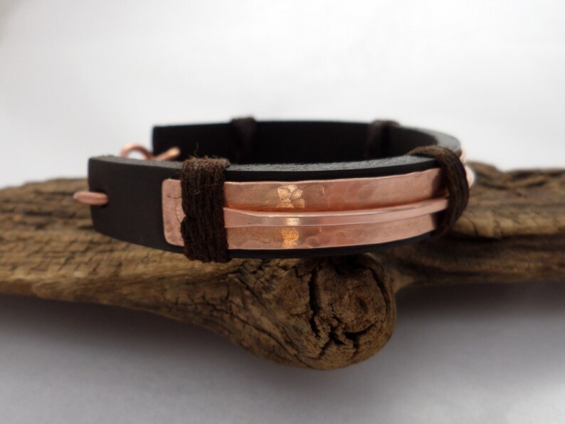 Leather and Copper Bracelet, Copper Bracelet Men, Leather Bracelet Men, 7th Anniversary, ColeTaylorDesigns image 5