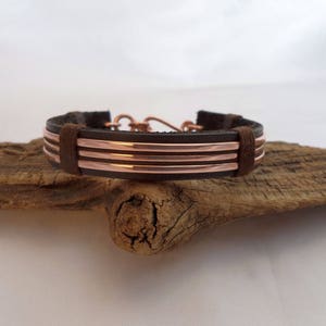 Leather and Polished Copper Bracelet, Copper Bracelet Men, Leather Bracelet Men, 7th Anniversary Gift, ColeTaylorDesigns image 4