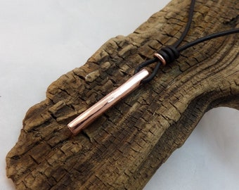 Simple Copper Pendant Necklace, Copper Necklace, Leather Necklace, 7th Anniversary, ColeTaylorDesigns