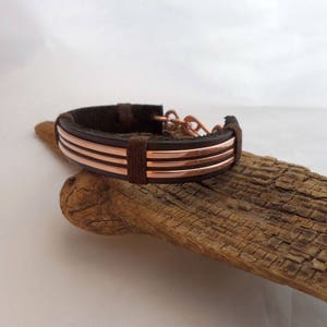 Leather and Polished Copper Bracelet, Copper Bracelet Men, Leather Bracelet Men, 7th Anniversary Gift, ColeTaylorDesigns image 5