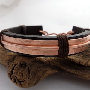 Leather and Copper Bracelet, Copper Bracelet Men, Leather Bracelet Men, 7th Anniversary, ColeTaylorDesigns image 4