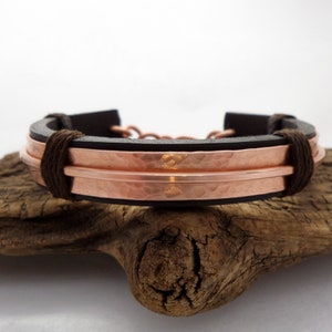 Leather and Copper Bracelet, Copper Bracelet Men, Leather Bracelet Men, 7th Anniversary, ColeTaylorDesigns image 3