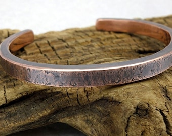 Oxidized Solid Copper Cuff Bracelet, Copper Bracelet Men and Women, 7th Anniversary, ColeTaylorDesigns