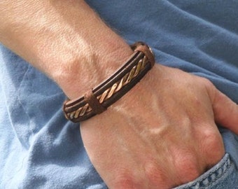 Men's Leather and Copper Bracelet, Leather Bracelet, Copper Bracelet, 7th Anniversary, ColeTaylorDesigns