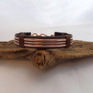 Leather and Polished Copper Bracelet, Copper Bracelet Men, Leather Bracelet Men, 7th Anniversary Gift, ColeTaylorDesigns image 3