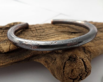 Rustic Solid Copper Cuff Bracelet With Oxidized Finish, Hand Forged,Unisex, , Handmade