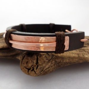 Leather and Copper Bracelet, Copper Bracelet Men, Leather Bracelet Men, 7th Anniversary, ColeTaylorDesigns image 6