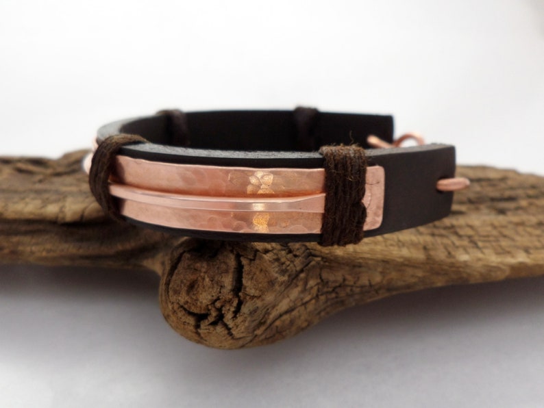 Leather and Copper Bracelet, Copper Bracelet Men, Leather Bracelet Men, 7th Anniversary, ColeTaylorDesigns image 6