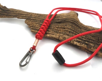 Paracord  Lanyard with Metal Carabiner or Split Ring for keys and Breakaway Clasp. Available in 5 Colors