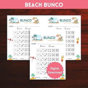 Beach Bunco Score Sheet | Tropical Printable Bunco Game Design | Printable Beach Bunco Score Card – Bunco Party Game – Instant Download