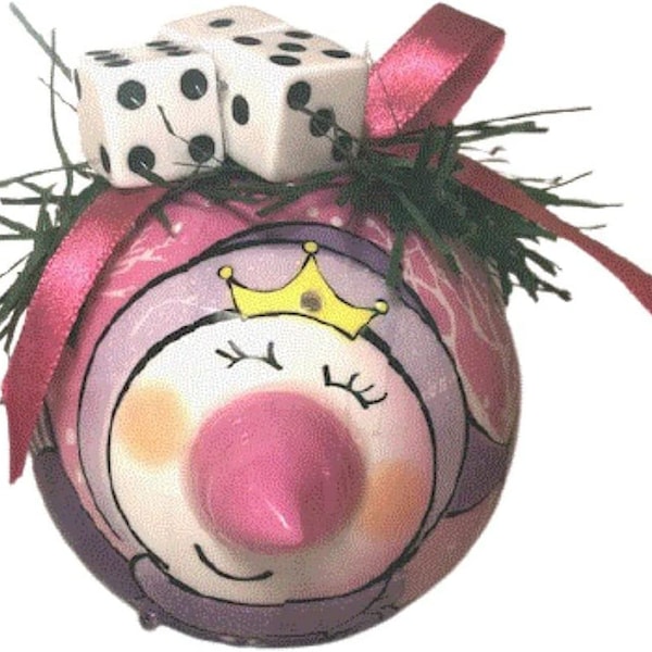 Blinking Bunco Ornament with 3 Dice and Greenery - Adorable Bunco Gift!