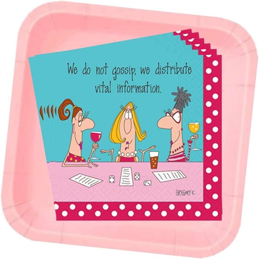 Bunco Gossip Napkins and Pink Plates Pack 36 Piece Set Includes 20