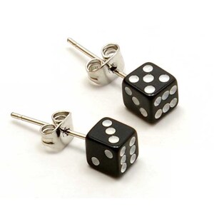 Dice Earrings - 1 Pair of Black 5mm Dice Earrings - Perfect for a Casino or Bunco Party!asino Party