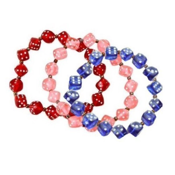 Small Bead - 3 Piece Dice Bracelets for Bunco or Casino Party Gifts - Small 7mm Size Dice Beads