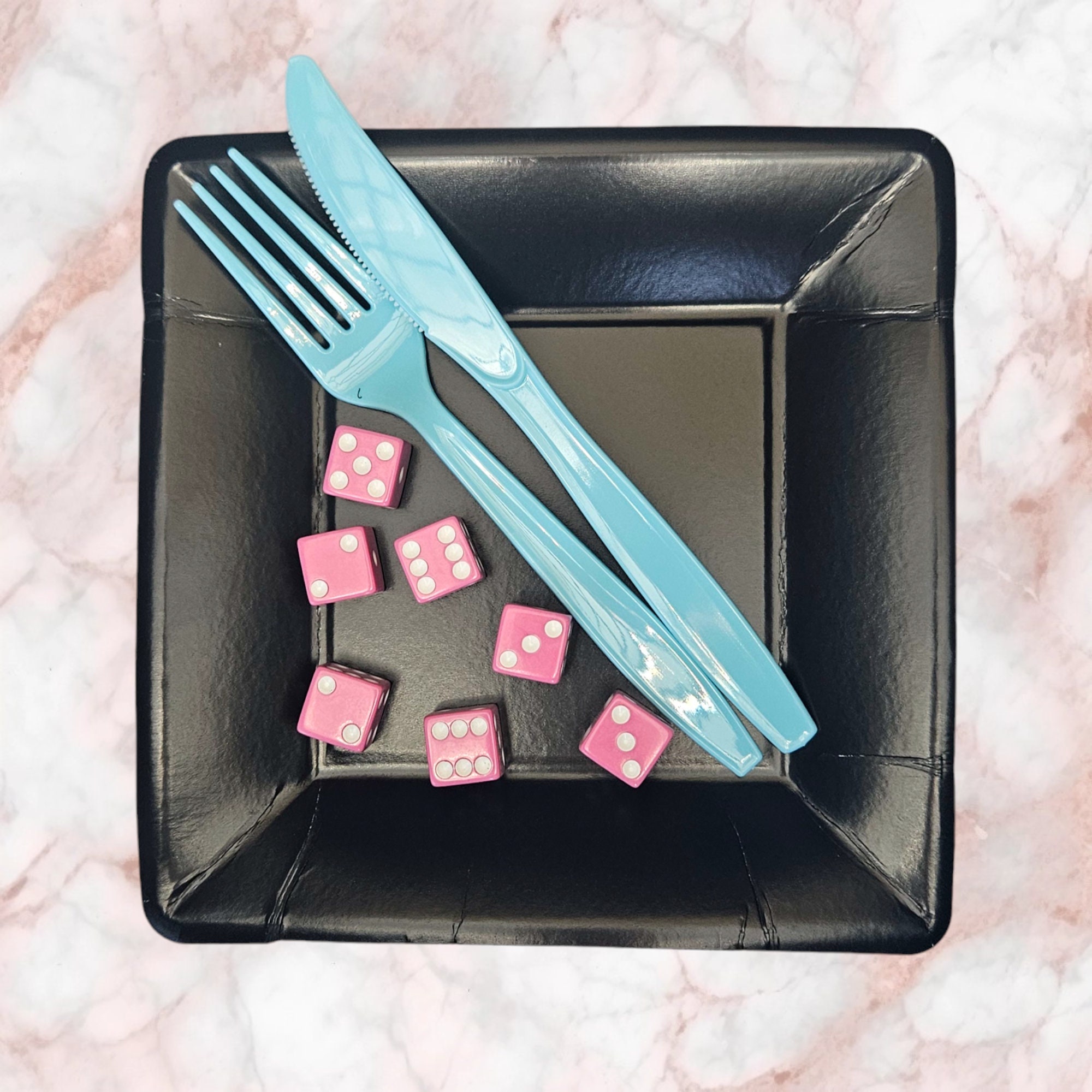 Bunco & Drinking Plate and Napkin Set. Each Set Includes 20 Beverage