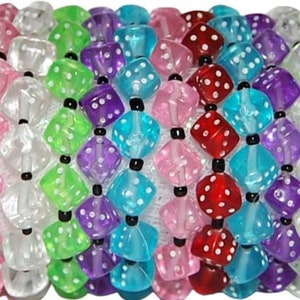 12 Bunco or Casino Dice Bracelets - 7mm Smaller Size. One Size Fits All - Assorted Colors