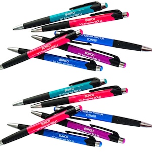 Bunco Pens 12 Pack - It's How We Roll Assorted Color Pens, Bunco Party Favors, Score Pad Pens & Bunco Night Prizes for Groups
