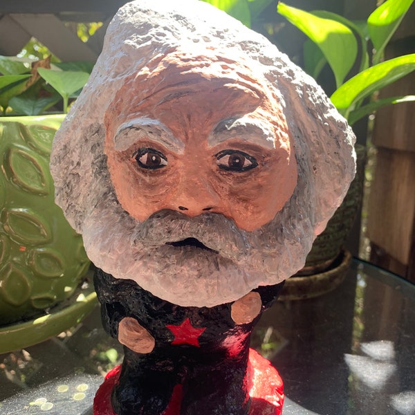 Karl Marx, solid garden gnome, Gartenzwerg, 8.5 inches, German philosopher, gnome, garden decor, desk figure