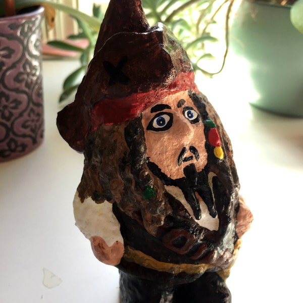 Captain Jack Sparrow parody figure, pirate Garden gnome 6 inches, inspired by Pirates of the Caribbean