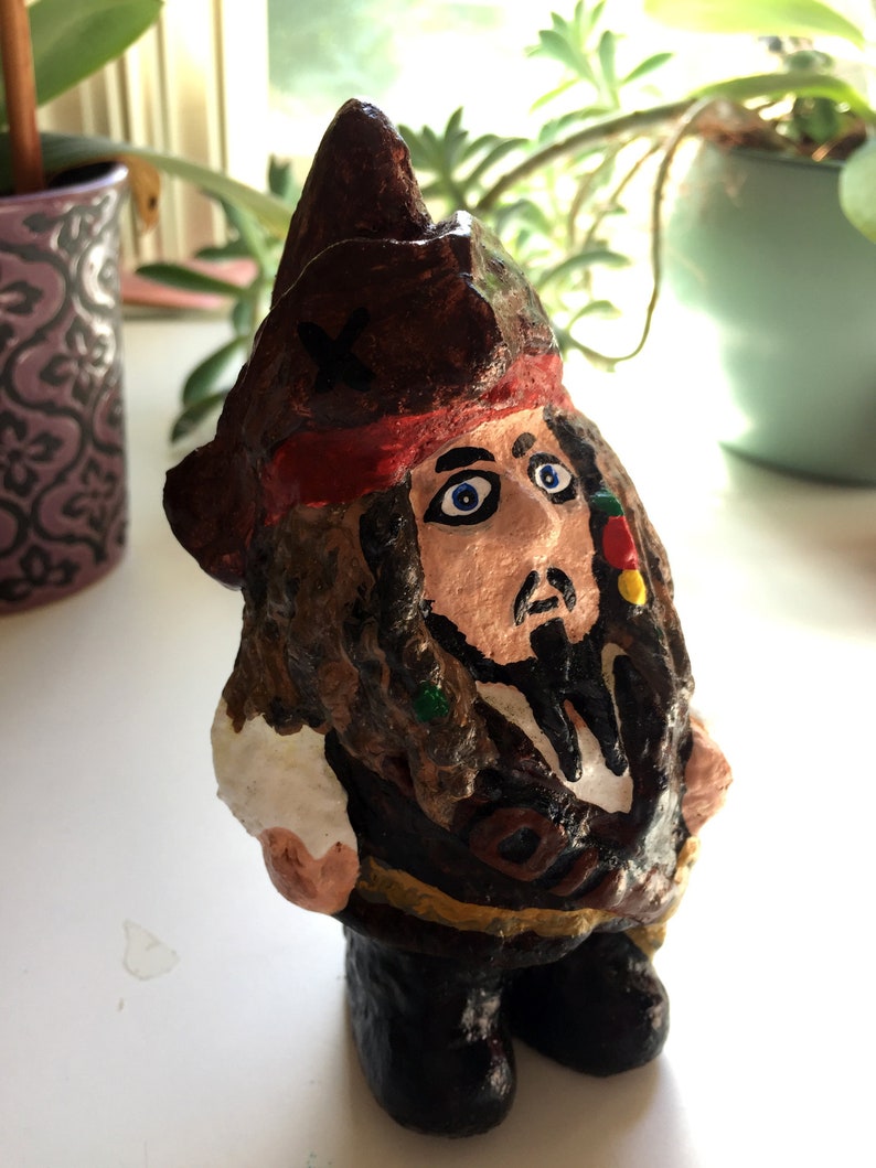 Captain Jack Sparrow Parody Figure, Pirate Garden Gnome 6 Inches