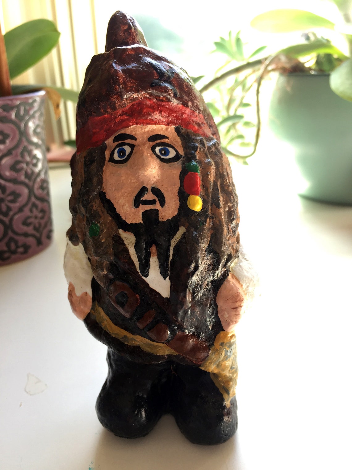 Captain Jack Sparrow Parody Figure, Pirate Garden Gnome 6 Inches