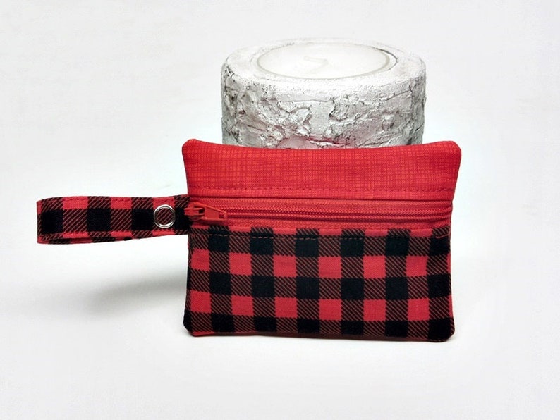 Dog treat pouch small leash bag dog owner gift poop bag holder poop bag dispenser clip on leash pouch small zipper pouch red plaid