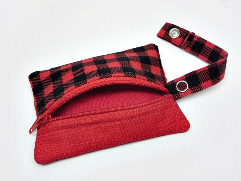 Dog treat pouch small leash bag dog owner gift poop bag holder poop bag dispenser clip on leash pouch small zipper pouch red plaid