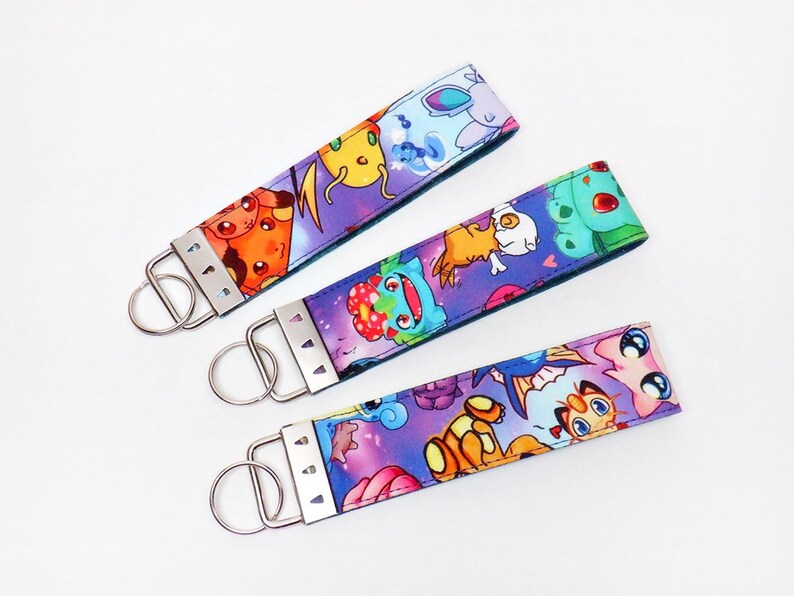 kawaii keychain lanyard keychain anime key fob wristlet keychain key finder pokemons keychain Pokemons key fob cartoon keychain