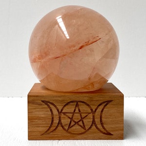 Triple Moon Pentagon Goddess, Triple Moon, Triple Moon design Wood Sphere Stand