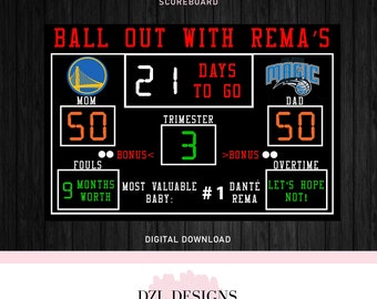 Printable Gender Reveal Basketball Scoreboard - Etsy