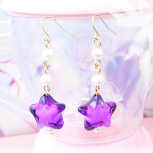 Kawaii Sugar Star Dangle and Pearl Earrings