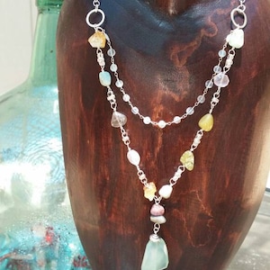 Pretty, colorful, hand wired, semi precious stones with sterling silver components.