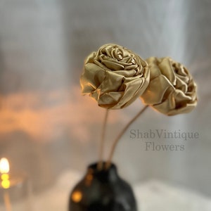 Gold flower 12 inch artificial rose flower stems, Wedding Flower centerpiece, bridal shower, Wedding Arch Flowers
