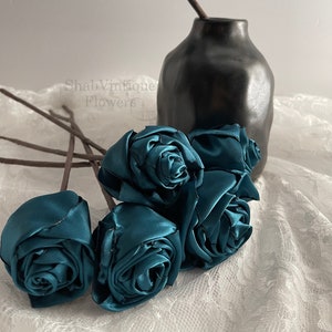 Tiges de fleurs roses artificielles bleu sarcelle de 12 pouces, pièce maîtresse de fleurs de mariage, décorations de table de réception, fleurs d&#39;arche de mariage, douche nuptiale