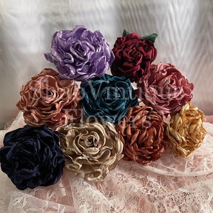 Burgundy, Gold, Rose Gold, Terracotta, Teal, Lavender Satin Flowers 12 inch artificial rose flower stems, reception table decorations