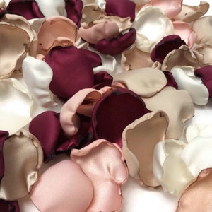Wedding Aisle Decorations, Marsala Maroon blush pink ivory and champagne petals, 2000 flower petals, Flower Girl Petals image 2