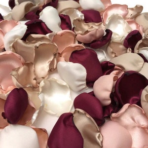 Wedding Aisle Decorations, Marsala Maroon blush pink ivory and champagne petals, 2000 flower petals, Flower Girl Petals image 1