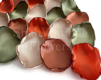 Fall Wedding Aisle Decor, Terracotta, rust, olive green, and champagne flower petals, Flower Girl Petals, Brunch table decor