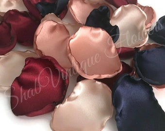 Maroon, champagne, rose gold, navy mix of flower petals, Wedding Aisle Decor, Flower girl petals, fall rustic wedding decor