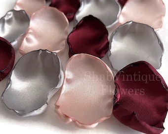 Marsala Maroon, blush pink, silver mix of flower petals, Classy Wedding Decor, Wedding Aisle Decor