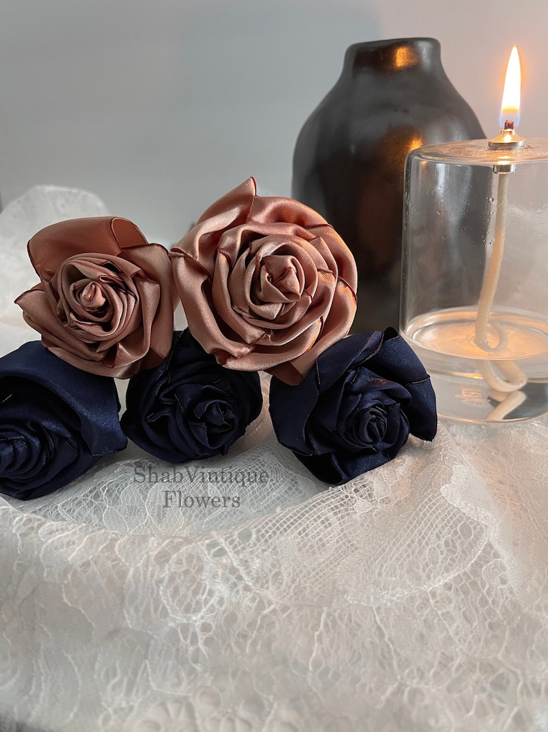 Navy Blau und Rose Gold Blume 12-Zoll-Stiele, Hochzeit Blume Herzstück, Tischdekoration Empfang, Hochzeit Bogen Blumen Bild 6