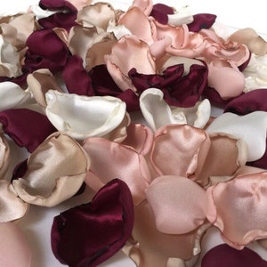 Wedding Aisle Decorations, Marsala Maroon blush pink ivory and champagne petals, 2000 flower petals, Flower Girl Petals image 7