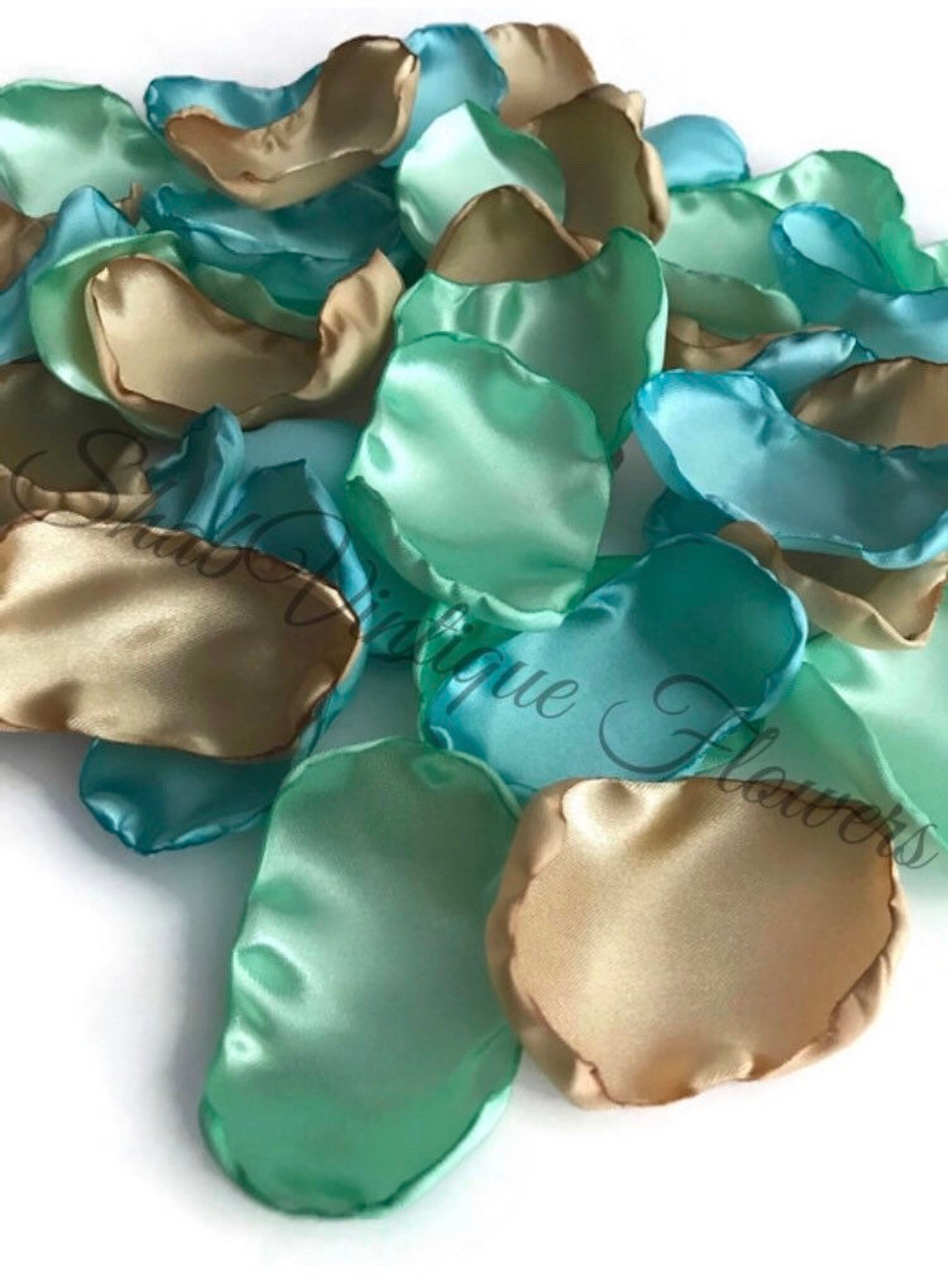 Mint Green Gold Seafoam Green Flower Petals Rose Petals Etsy