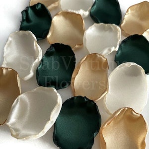 Emerald green, ivory, gold mix of flower petals, Birthday Party, flower girl petals, Wedding aisle decor, Wedding gift