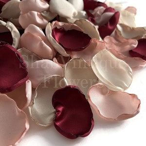 Wedding Table Decorations, Marsala Maroon, Blush, Ivory, Champagne flower petals, flower girl petals, Wedding Aisle Decor image 5