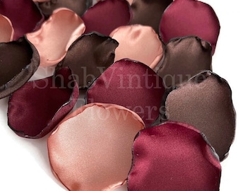 Burgundy, brown, rose gold mix of flower petals, Dessert Table Decor, Flower Girl Petals, Birthday Party