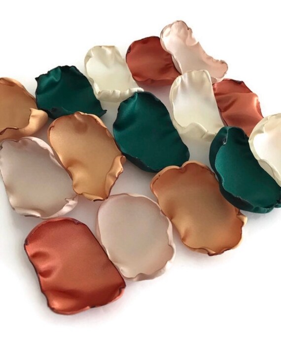 Emerald Green Bronze Ivory Old Gold Champagne Mix Of Flower Petals Old Gold Rose Petals Burnt Orange Table Decor Flower Girl Petals