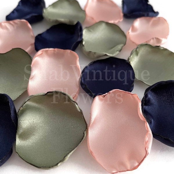 Wedding Aisle Decor, Navy Blue, blush, and sage green flower petals, Flower Girl Petals, Birthday Party, Cake Table Decor