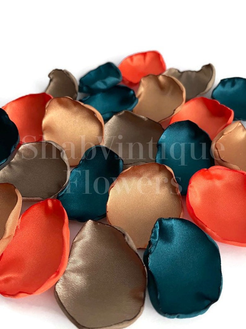 Wedding Table Decorations Teal Orange Old Gold Latte Flower Petals Birthday Party Dessert Table Decor