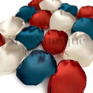 Wedding Aisle Decor, Dark Teal, Rust, Ivory Flower Petals, flower girl petals